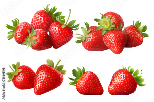 set of strawberry isolated on tranparent background