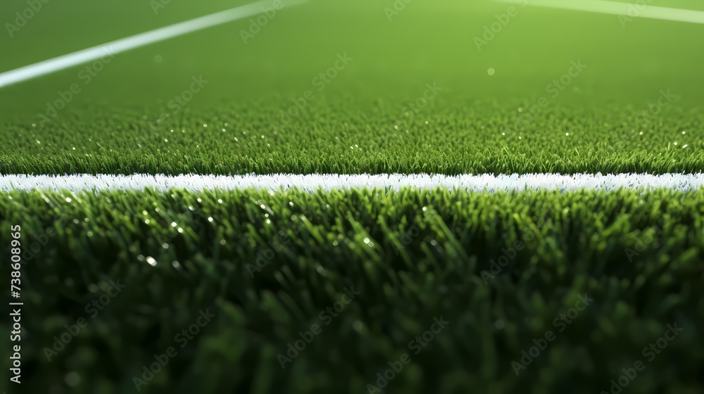 Green artificial grass with white corner lines