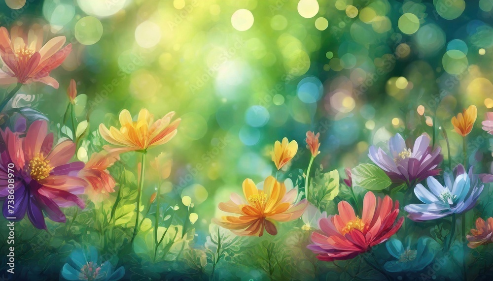 Nature background with flowers and bokeh effect on green background in field. Nature background with flowers and bokeh effect on green background in field.