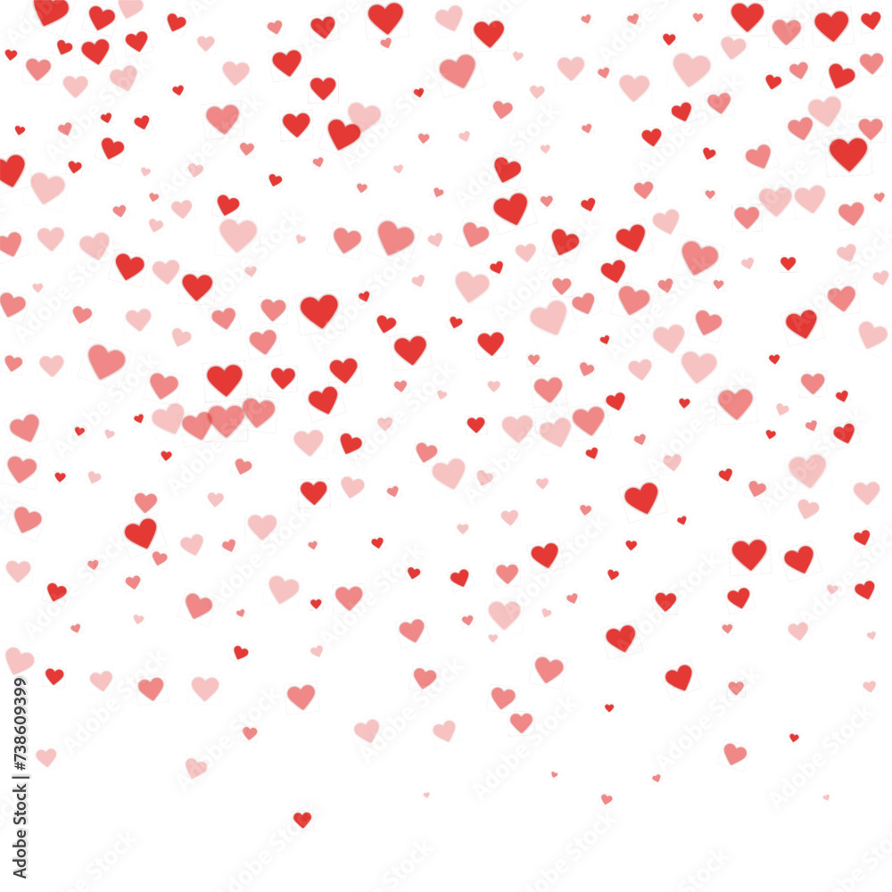 Red hearts scattered on white background.