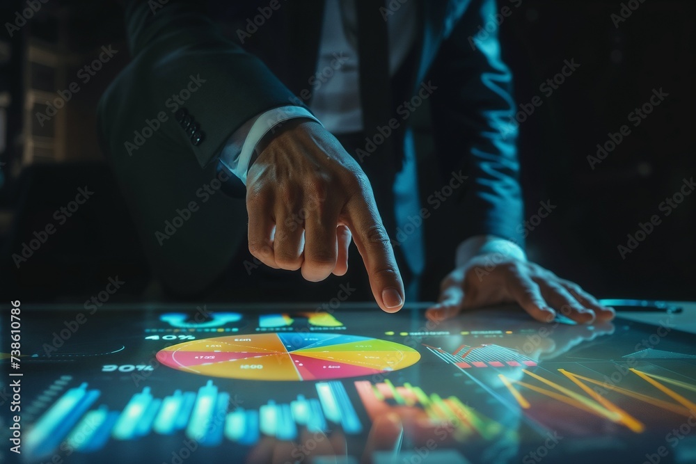 Fototapeta premium Analyzing Financial Data on an Interactive Digital Display