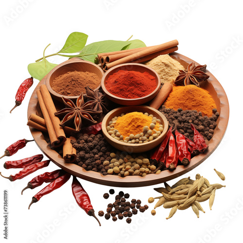 indian spices isolated on transparent background