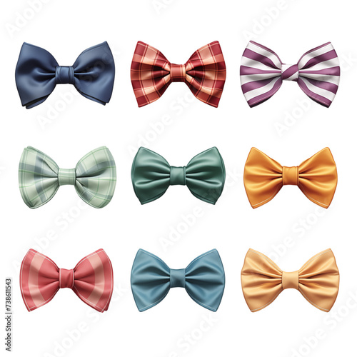 bow tie set isolated on transparent background