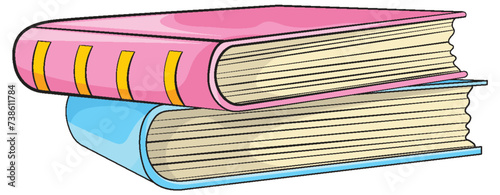 Two books stacked with vibrant covers and pages
