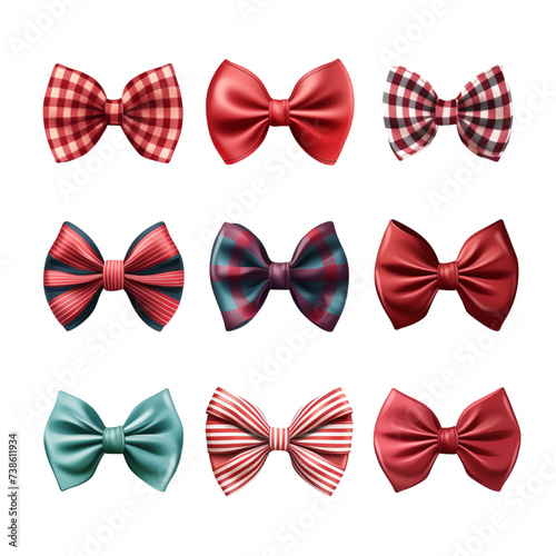 bow tie set isolated on transparent background