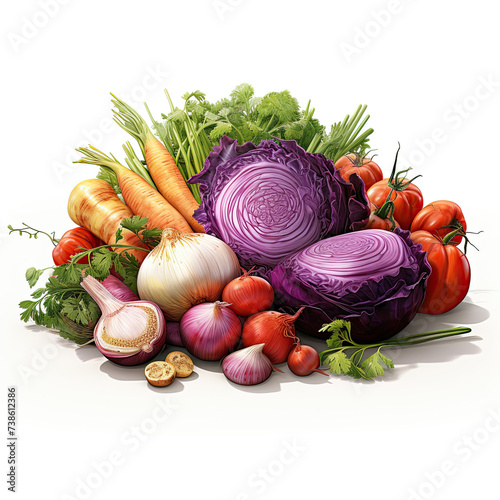 fresh vegetables on white background