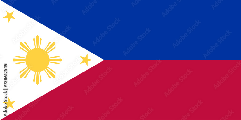 custom made wallpaper toronto digitalClose-up of white, blue, red and yellow national flag of Asian country of Philippines with sun and stars. Illustration made February 17th, 2024, Zurich, Switzerland.