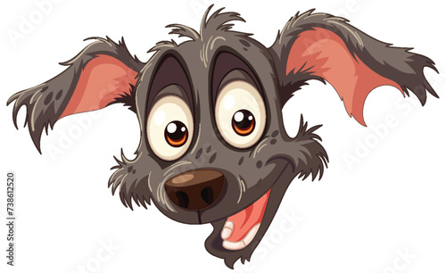 Cheerful animated dog with big ears and eyes