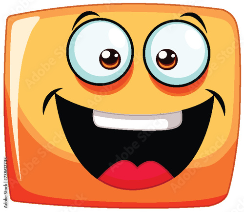 Vibrant orange square with a joyful expression