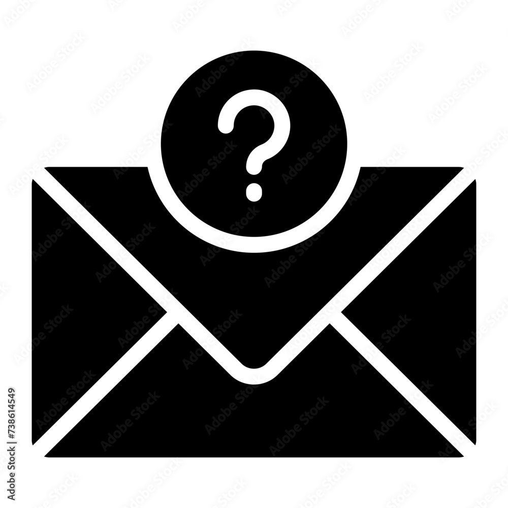 Unknown email vector icon. filled flat sign for mobile concept and web design. Envelope letter with question mark icon Unknown email vector icon. filled flat sign for mobile concept and web design. Envelope letter with question mark icon