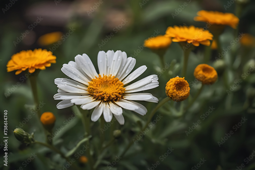Close Up Of Crown Daisy Flower.Crown Daisy or Crown Marigold - Glebionis coronaria.Close up of the Crown Daisy flowers.Flowers in garden.With selective focus on subject. Close Up Of Crown Daisy Flower.Crown Daisy or Crown Marigold - Glebionis coronaria.Close up of the Crown Daisy flowers.Flowers in garden.With selective focus on subject.