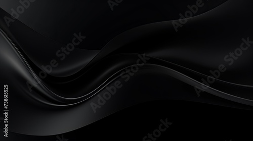 Panoramic Abstract fluid wave curve banner with a dark background.Black abstract background design. Black abstract background. Wave pattern. Curves. Black curves. Dark. Flow © Elchin Abilov