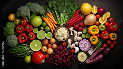 Rainbow collection of fruits and vegetables