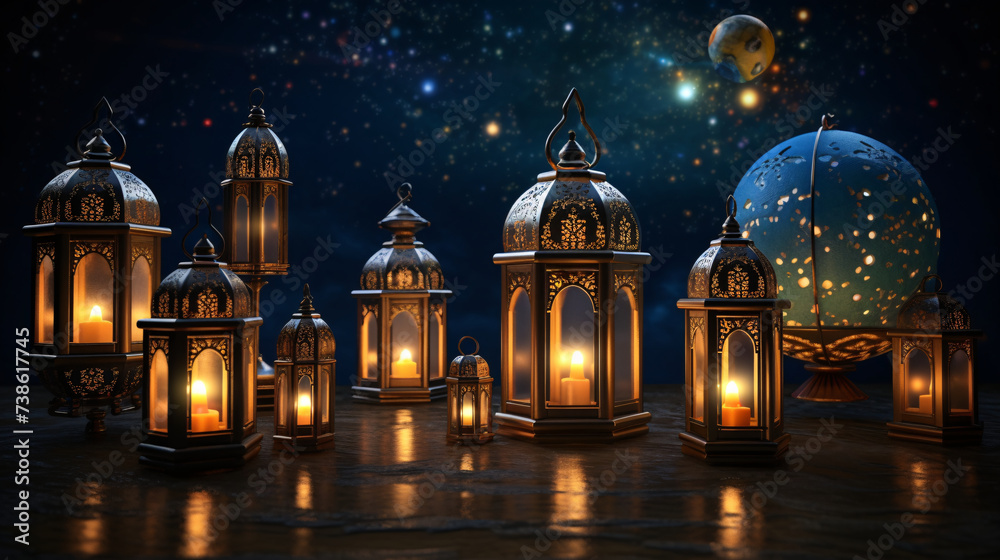 Obraz premium Blessing Ramadan Mubarak Holy Month of Islam 