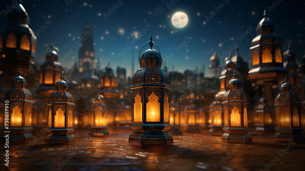 Fototapeta premium Blessing Ramadan Mubarak Holy Month of Islam