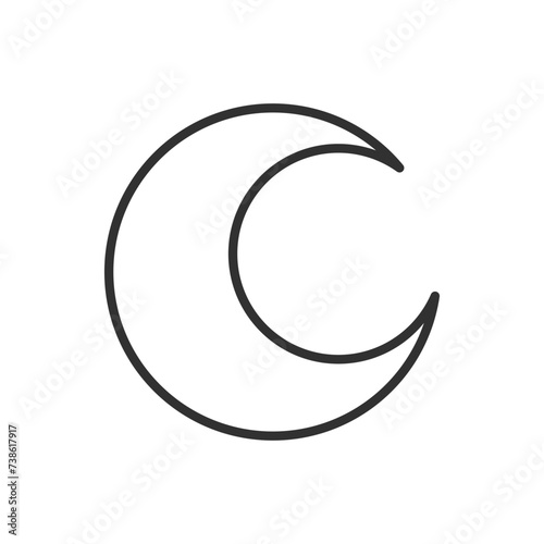 Crescent Moon, linear icon. Line with editable stroke