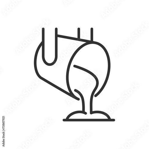 Metal Casting, linear icon. The molten metal is poured out. Line with editable stroke