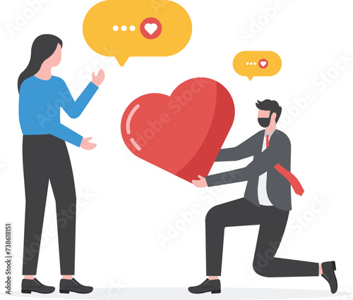 Romantic conversation and Proposal, Couple in love, Valentine Day celebration, Love confession vector
