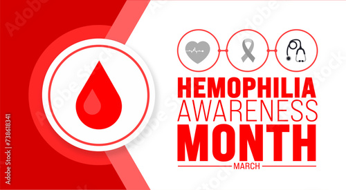 March is Hemophilia Awareness Month background template. Holiday concept. use to background, banner, placard, card, and poster design template with text inscription and standard color. vector