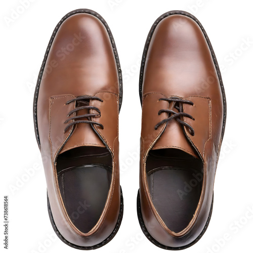 Elegant brown male shoes classic fashion, top view