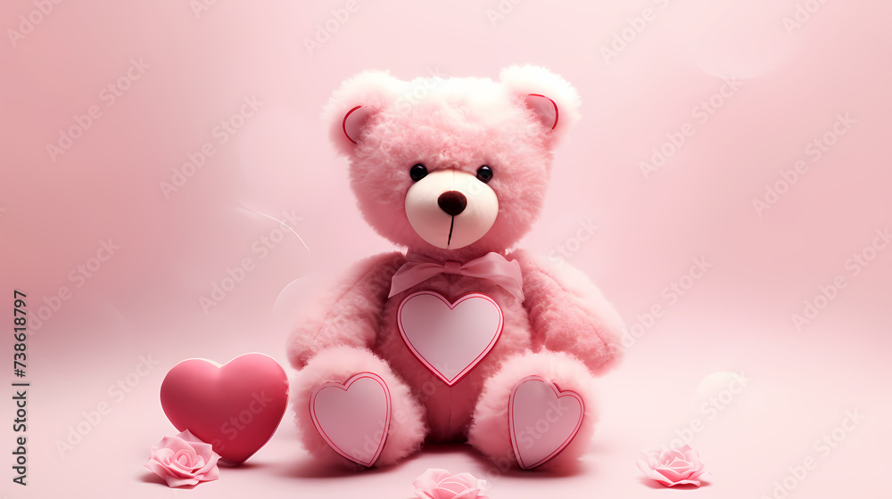 Obraz premium Toy teddy bear sitting on bokeh background