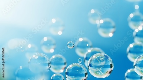Soap Bubbles on A Blue Natural Background. Soap Bubbles Water