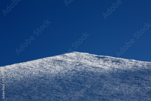 Snow on a roof with blue sky - Forest of Birse - Strachan - Scotland - UK photo