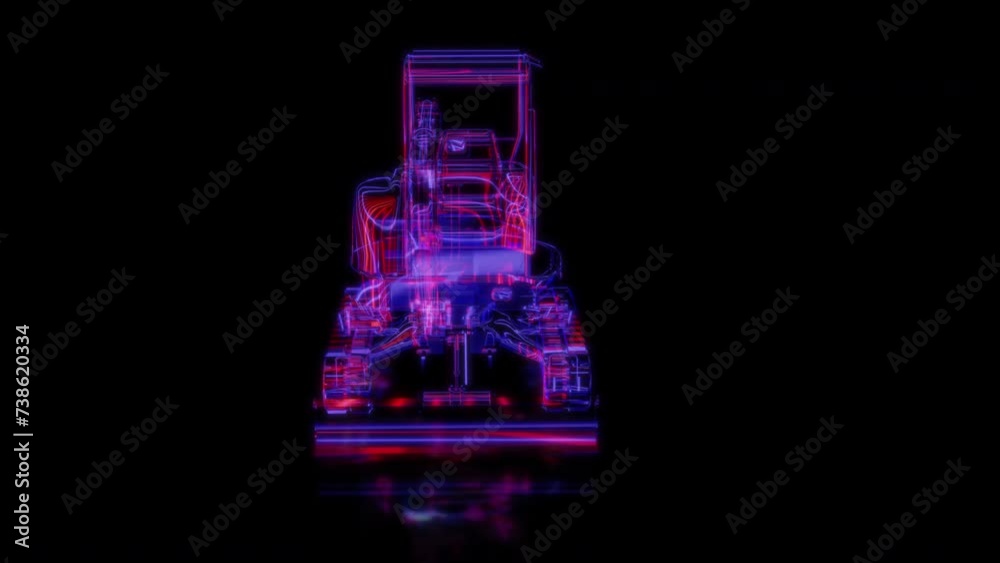 Rendering 3D animation, VISUAL EFFECTS Excavator model on a black background