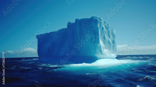 Iceberg in freezing cold sea, clear sunny weather