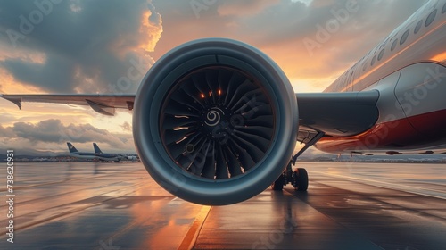 A turbofan engine of a passenger aircraft photo