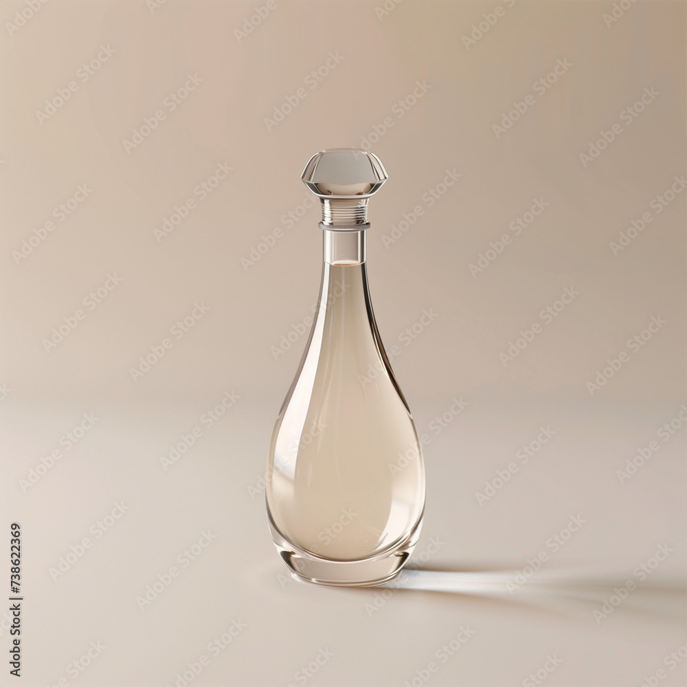 Elegant Perfume Bottle on Beige Background: Timeless Fragrance in a Captivating Presentation Elegant Perfume Bottle on Beige Background: Timeless Fragrance in a Captivating Presentation