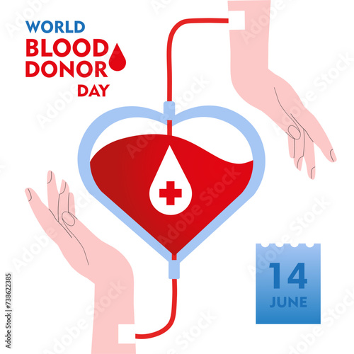 World blood donor day vector illustration, June,