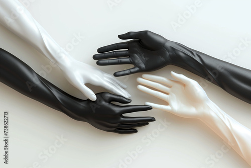 White,Black hands forming a symbolic sign. Black history month concept, banner, poster. Generative Ai Illustration. © AimasterPhoto