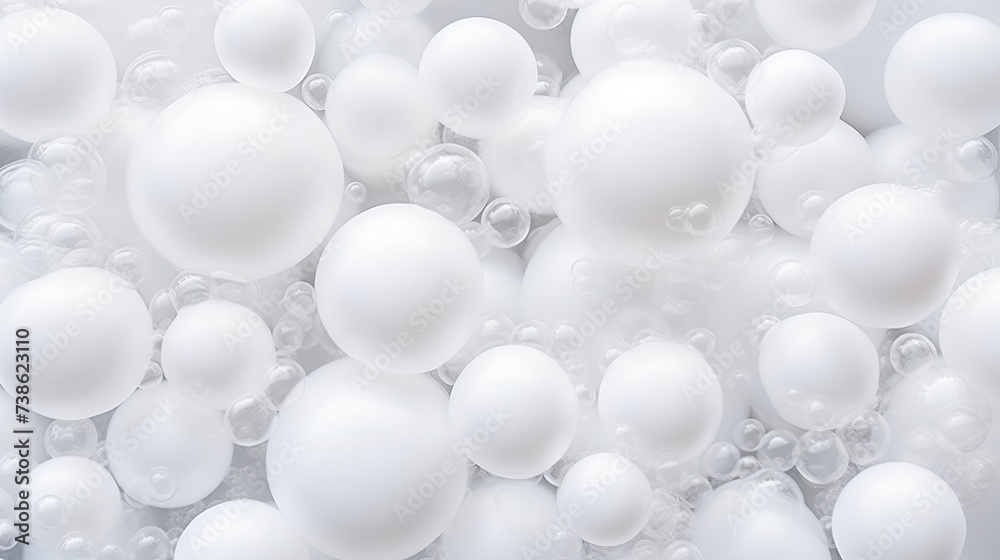 White foam bubbles texture isolated on white background - obrazy, fototapety, plakaty 