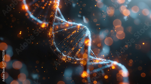 Artificial intelligence AI in Healthcare. DNA double helix intertwined with digital AI elements,, Generative AI