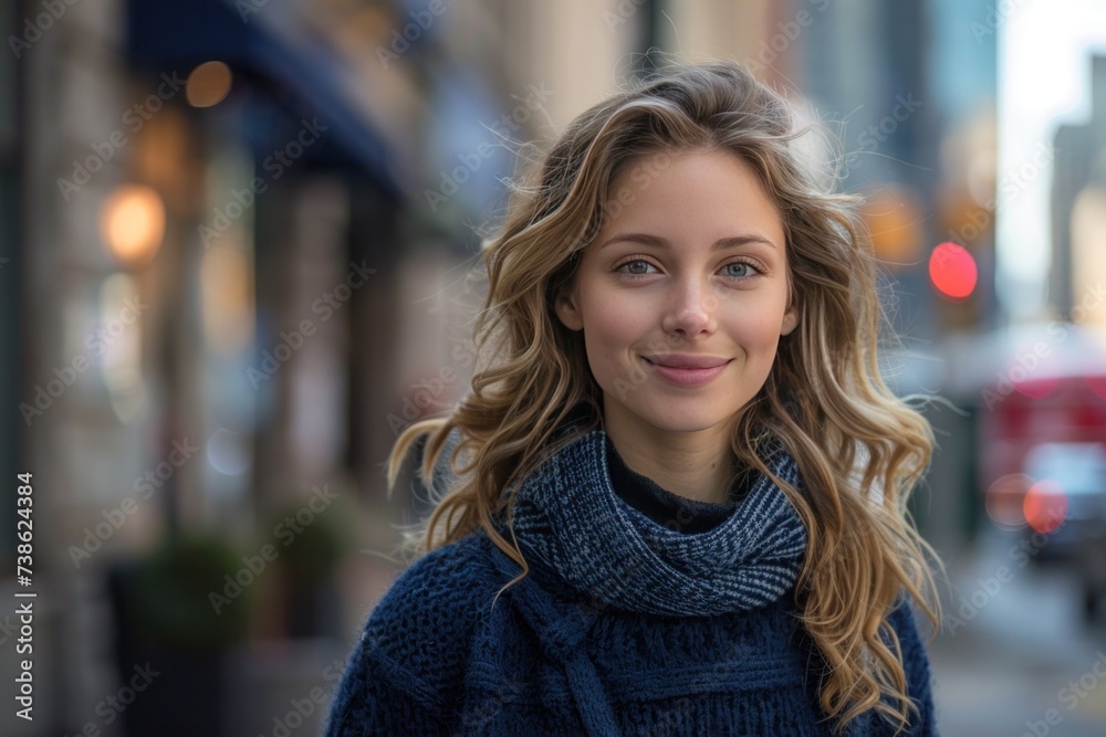 Happy businesswoman smiling in city setting portrait of modern female success and style showcasing young and fashionable lady in an urban professional life with trendy lifestyle of woman in business Happy businesswoman smiling in city setting portrait of modern female success and style showcasing young and fashionable lady in an urban professional life with trendy lifestyle of woman in business