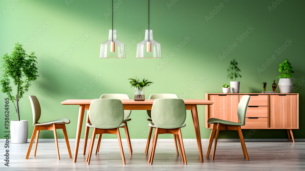 Obraz premium Salle à manger verte minimaliste