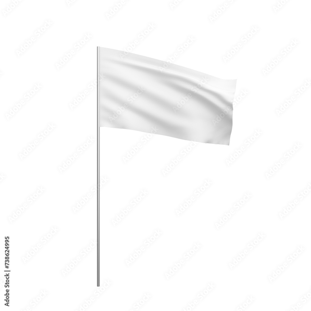 Plain white flag waving smoothly, isolated on a clear background. Unity and peace symbol. 3D Rendering Plain white flag waving smoothly, isolated on a clear background. Unity and peace symbol. 3D Rendering