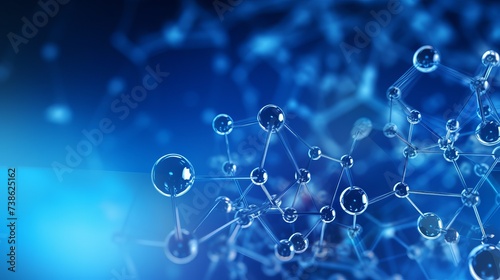 Blue futuristic background with chemical structural formulas