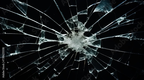 Broken glass texture and background, isolated on black, cracked window effect, clipping path © Elchin Abilov