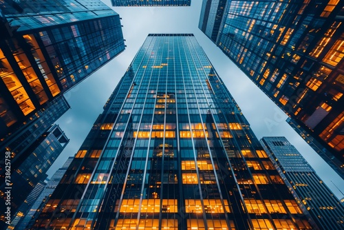 Wallpaper Mural Night view of a bustling financial district, skyscrapers with glowing windows, Torontodigital.ca