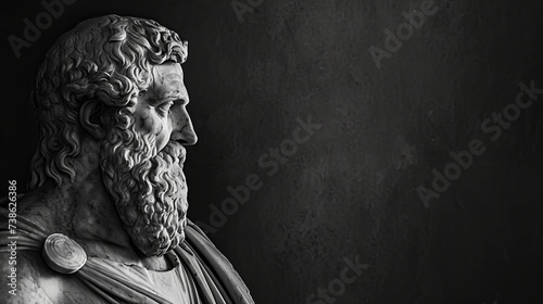Pythagoras Philosopher Image with Blank Empty Space - Black Gradient Design