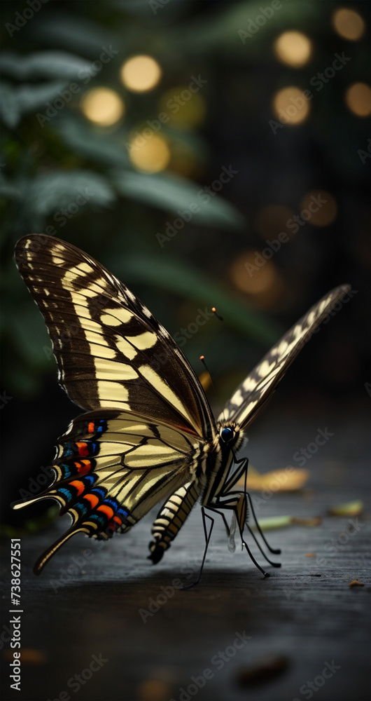 Fototapeta premium butterfly, flowers, spring, nectar, colorful, night scene