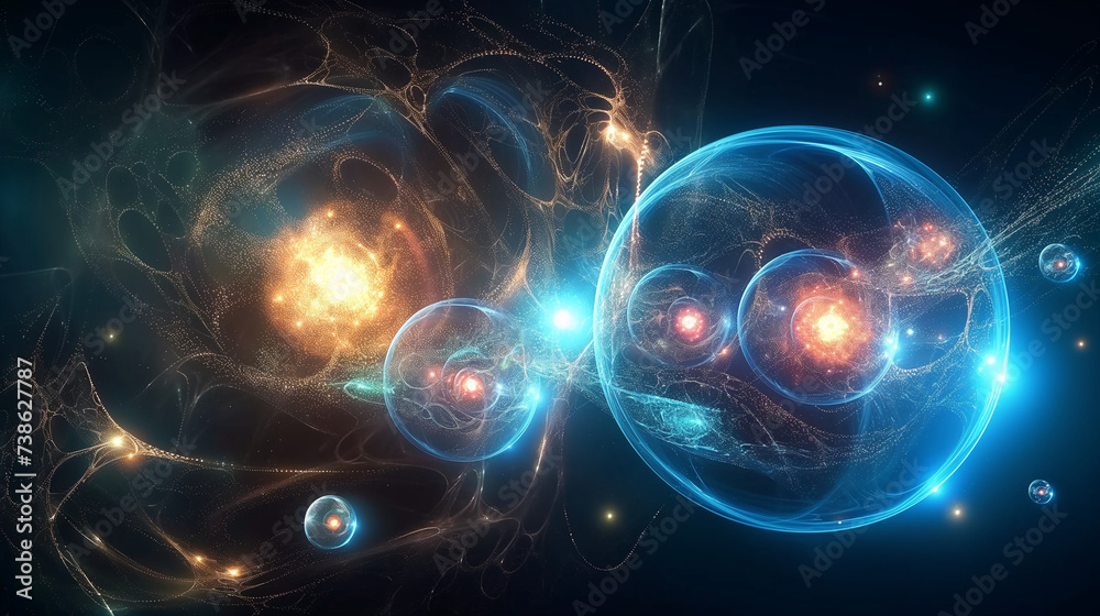 The quantum realm, quantum particles, quantum computing, galaxy-like ...