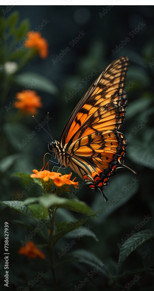 Fototapeta premium butterfly, flowers, spring, nectar, colorful, night scene