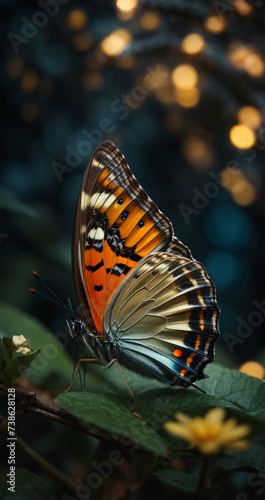 butterfly, flowers, spring, nectar, colorful, night scene