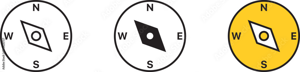 Compass Icon, Symbol Lined, isolated and Colored Style. Vector illustration Compass Icon, Symbol Lined, isolated and Colored Style. Vector illustration