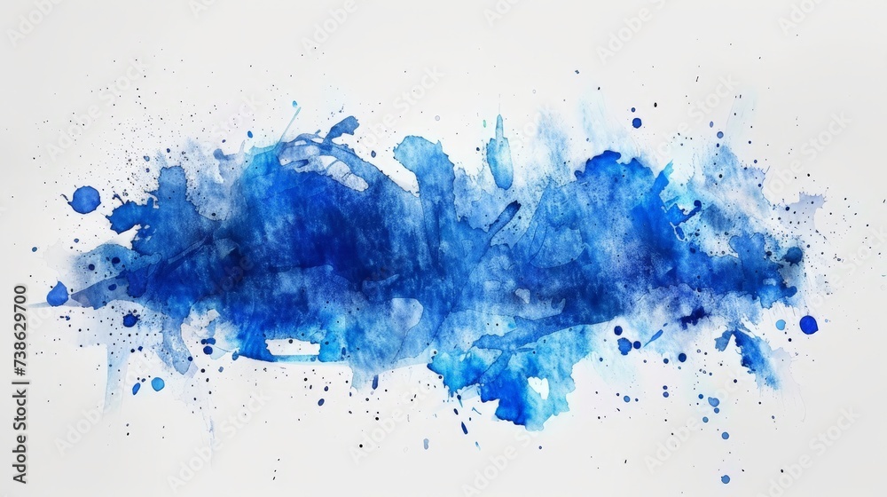 Abstract splashes liquid of blue paint on white background