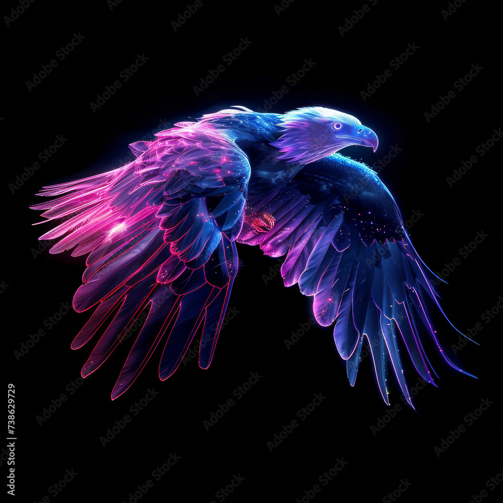 eagle neon isolated black background 8k, text "Eagle" Stock ...