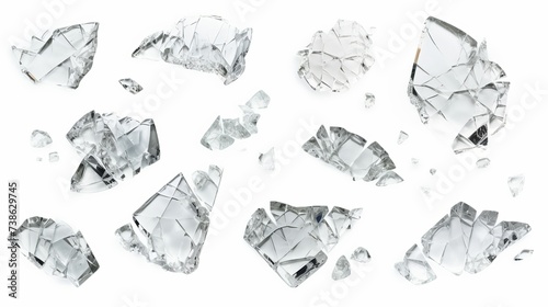 Set pieces broken glass isolated on white background, with clipping path © Elchin Abilov